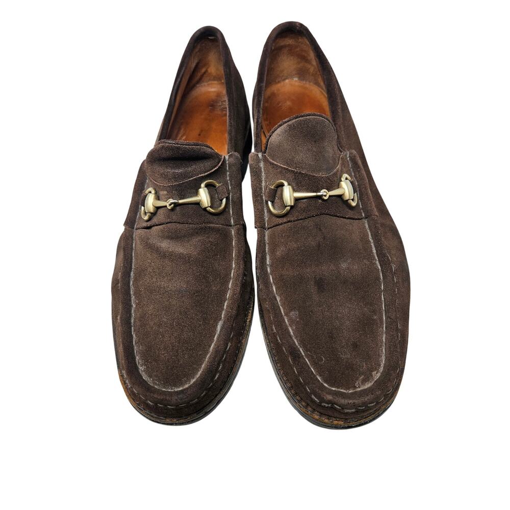 Vintage Gucci 13 Dark Brown Lug Horsebit Suede Loafer Career Classic Academia - Picture 5 of 6